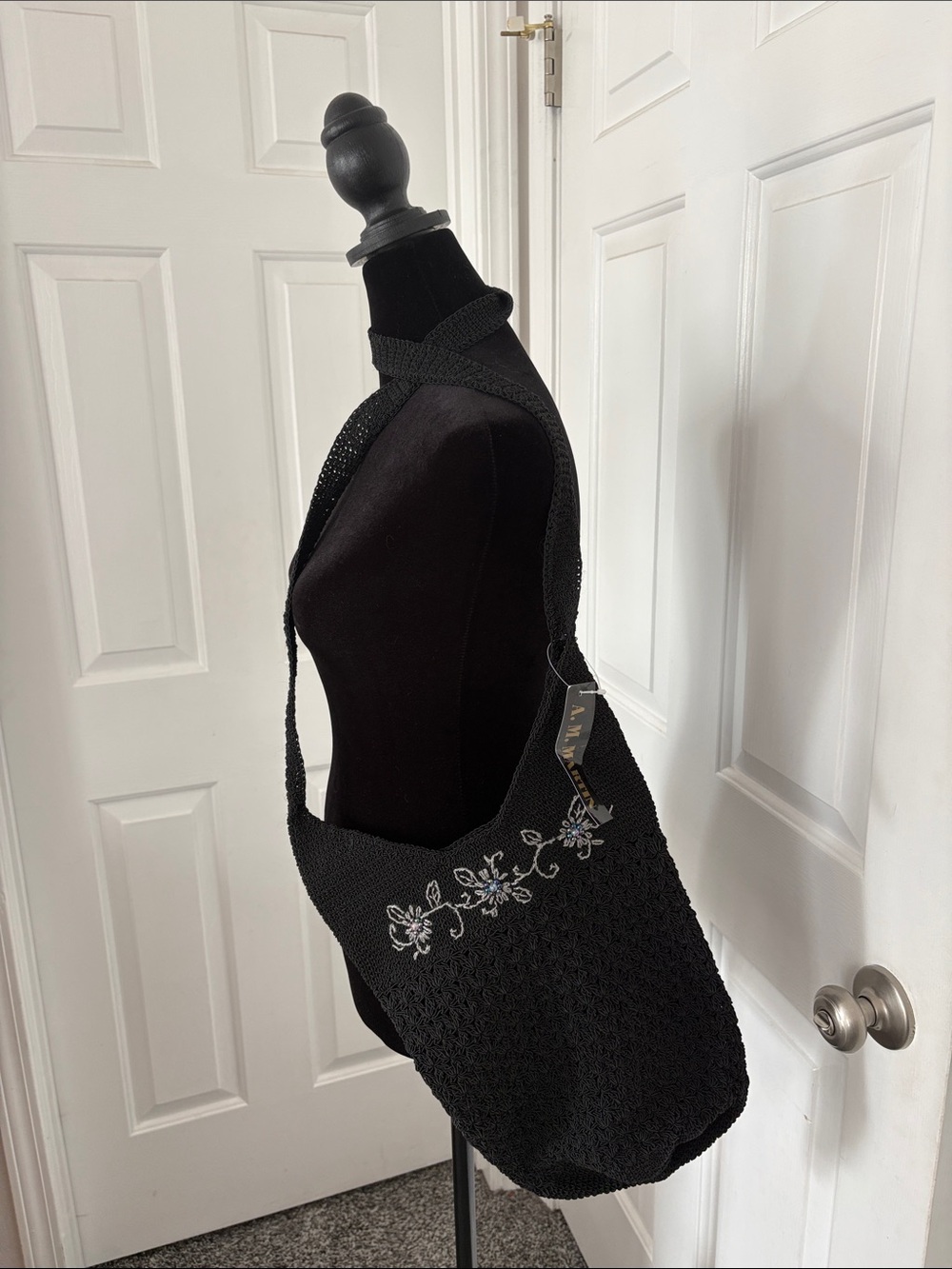 A.M. Martin NWT Vintage black crochet purse